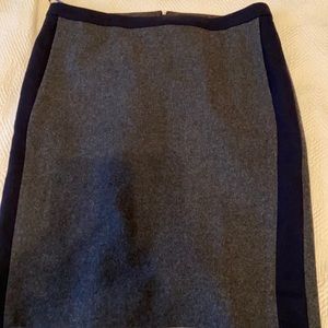 J Crew Grey and Blue Wool Pencil Skirt